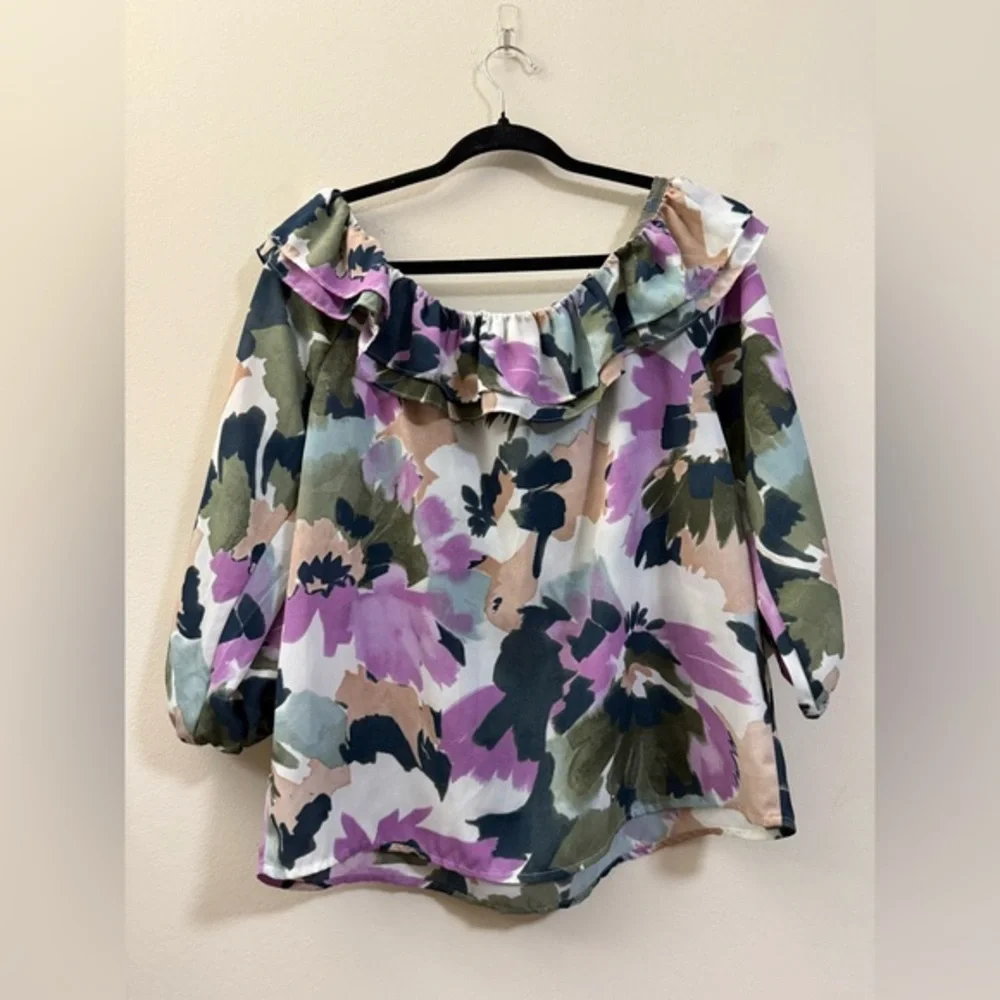 J. Crew Mercantile Watercolor Off the Shoulder‎ Floral Top - M